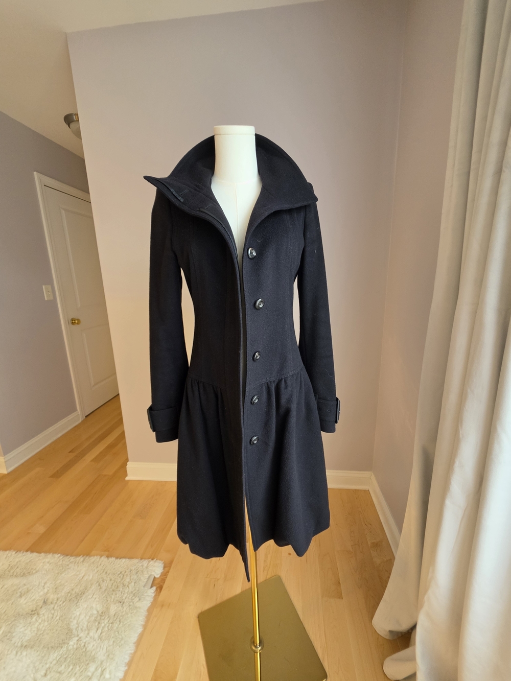 Burberry Black Tailored A-Line Trench Coat